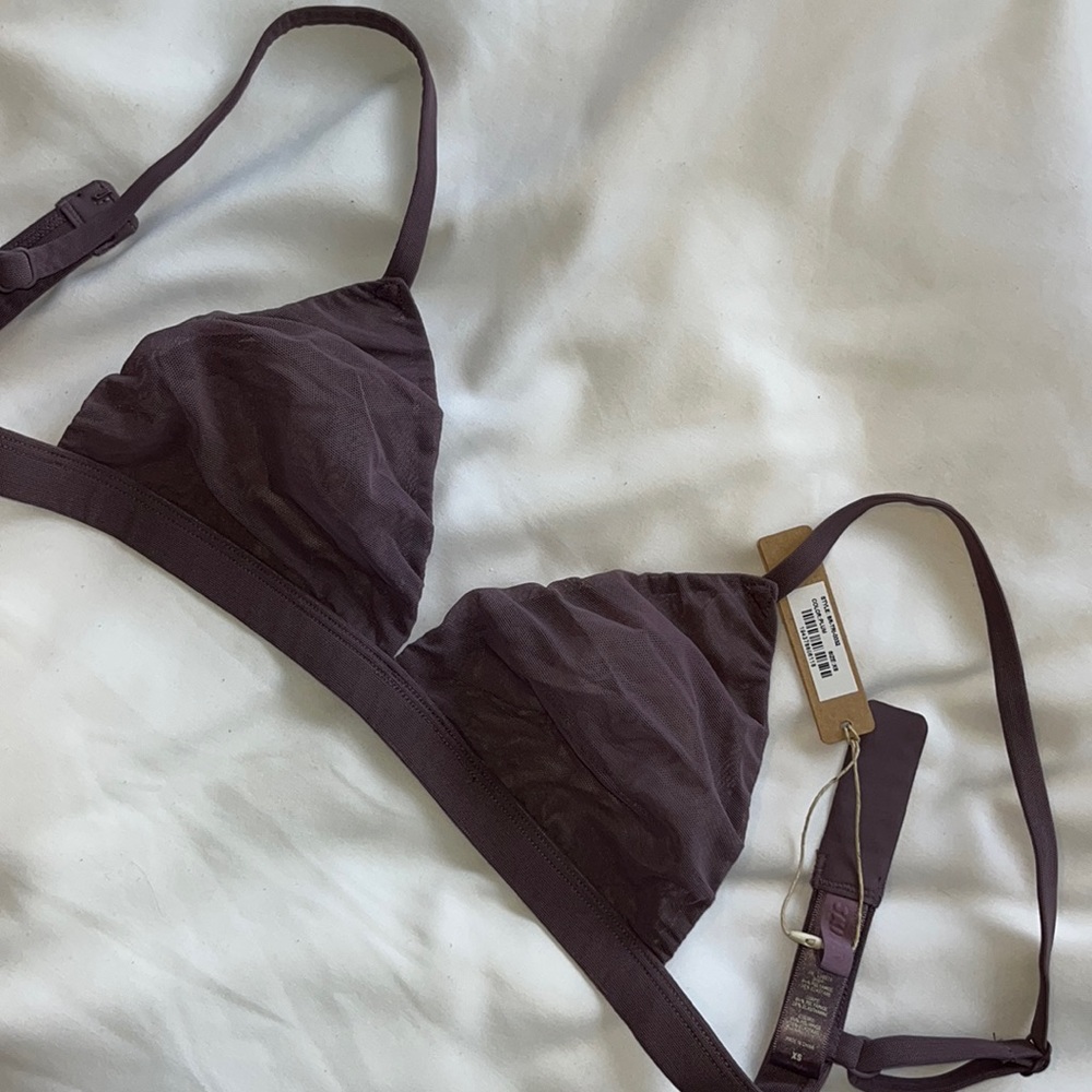 Skims mesh triangle bralette in plum